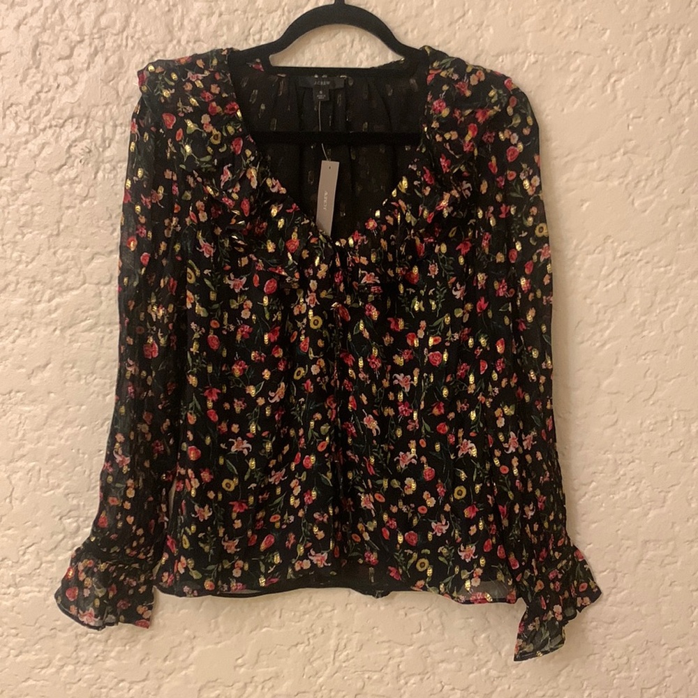 J. Crew Black Metallic Blouse